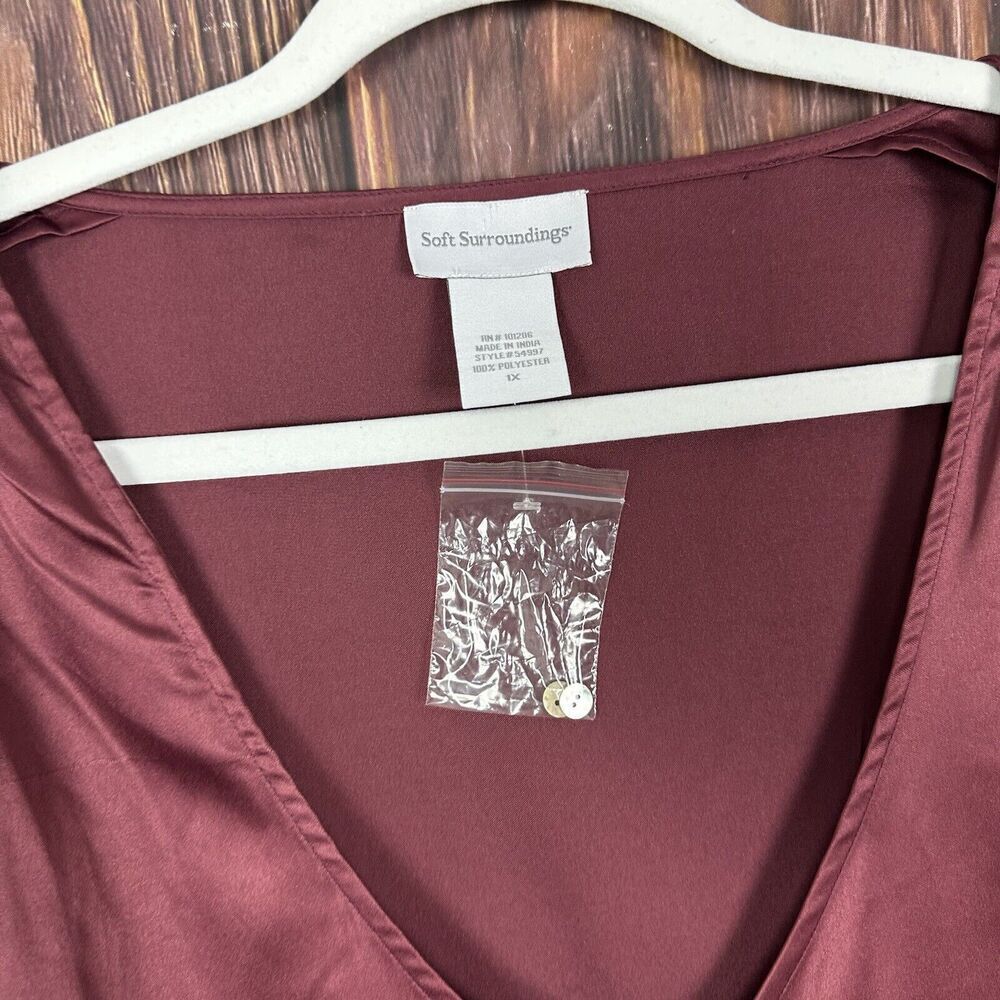 Soft Surroundings Womens Maroon Red Long Sleeve Blouse Plus Size 1X NEW - Picture 5 of 6